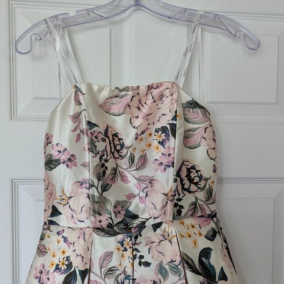 Strapless Formal High Low Pastel Floral Gown by Speechless - Juniors Size 3 - Picture 3 of 9